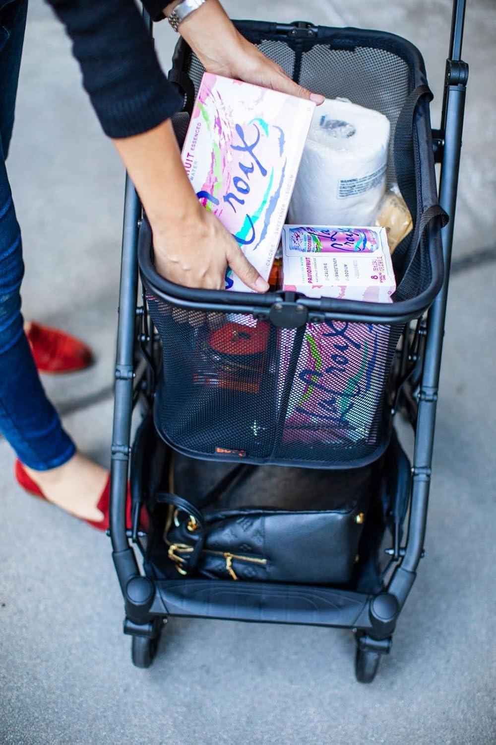 imageJoovy Boot Shopping Cart Featuring 70 lbs Total Weight Capacity Stylish Removable Tote Swivel Tires for Easy Steering OneHanded Compact Fold and OneStep Parking Brake Silver FrameBoot Silver Frame