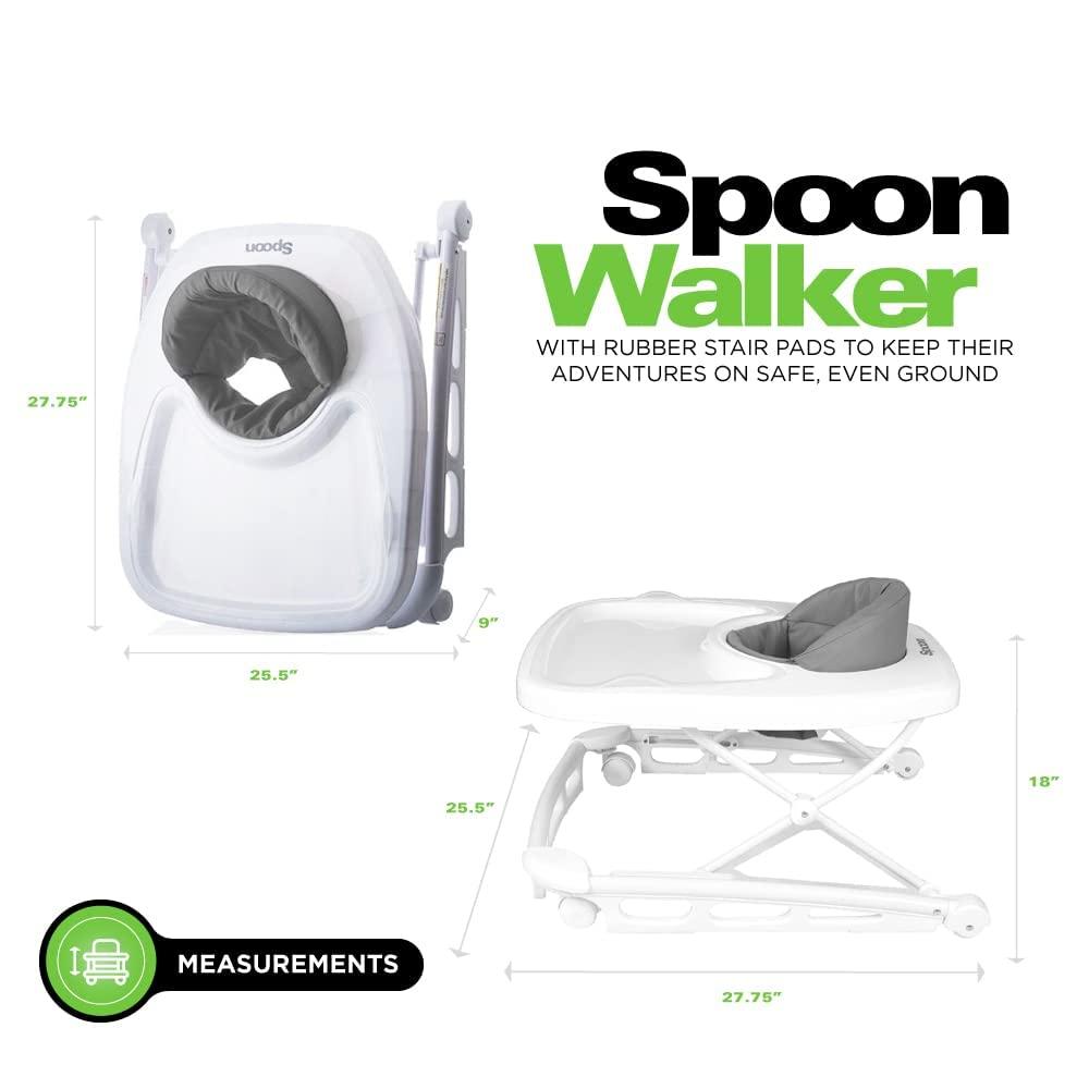 imageJoovy Spoon Baby Walker ampamp Activity Center Featuring Three Adjustable Heights ExtraLarge Tray and 30 lb Weight Capacity JPMA Safety Certified RedCharcoal