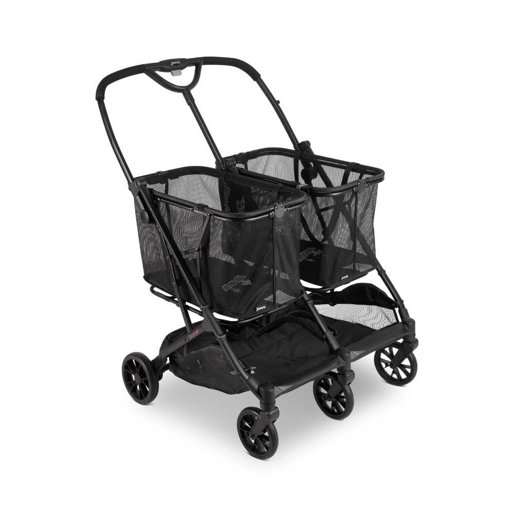 imageJoovy Boot X2 Shopping Cart Featuring 122 lbs Total Weight Capacity Dual Removable Totes Swivel Tires for Easy Steering OneHanded Compact Fold and OneStep Parking Brake Black FrameBoot X2 Black Frame