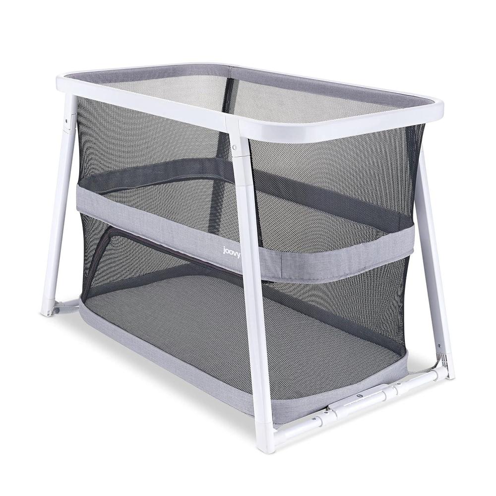 imageJoovy Coo Bassinet Portable Bassinet with Storage Rocking Playpen WhiteGrey