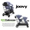 Joovy Big Caboose Triple Stroller with Rear Bench and Standing Platform, Reclining Seats, Optional Rear Seat, and Two Universal Car Seat Adapters, Slate