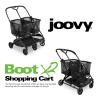 Joovy Boot Shopping Cart Featuring 70 lbs Total Weight Capacity, Stylish Removable Tote, Swivel Tires for Easy Steering, One-Handed Compact Fold, and One-Step Parking Brake (Silver Frame)(Boot X2 Black Frame)
