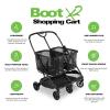 Joovy Boot Shopping Cart Featuring 70 lbs Total Weight Capacity, Stylish Removable Tote, Swivel Tires for Easy Steering, One-Handed Compact Fold, and One-Step Parking Brake (Silver Frame)(Boot X2 Black Frame)
