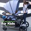 Joovy Caboose RS Sit & Stand Double Stroller for Children Up to 55 lb. with All-Terrain Wheels, UPF50+ Sun Canopy & Magnetic 5-Point Safety Harnesses, Jet(Slate)
