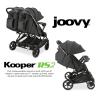 Joovy Kooper RS2 Lightweight Travel Double Stroller Featuring Dual Snack Trays, One-Handed Fold, Multi-Position Reclining Seats, Adjustable Leg Rests, and 2 Zippered Pockets for Storage