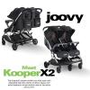 Joovy Kooper X2 Double Stroller, Lightweight Travel Stroller, Compact Fold with Tray, Sand(Black)