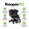Joovy Kooper X2 Double Stroller, Lightweight Travel Stroller, Compact Fold with Tray, Sand(Black)