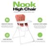Joovy Nook High Chair Featuring Four-Position Adjustable Swing Open Tray, and Removable, Dishwasher-Safe Tray Insert for Easy Cleaning – Folds Down Flat for Easy Storage (Coral)