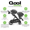 Joovy Qool Double Bundle Double Stroller with Reconfigurable Seats, Magnetic Safety Harness with Padding, UPF 50 Sun Canopy, and Large Storage Basket, Jet(Jet)