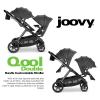 Joovy Qool Double Bundle Double Stroller with Reconfigurable Seats, Magnetic Safety Harness with Padding, UPF 50 Sun Canopy, and Large Storage Basket, Jet(Jet)