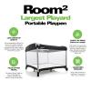Joovy Room² Large Portable Playpen for Babies and Toddlers with Nearly 10 sq ft of Space, Large Mesh Windows for 360 View, and Waterproof Mattress Sheet – Folds Easily when Not in Use (Black)(Black)