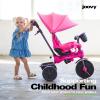 Joovy Tricycoo 4.1 Kids Tricycle with 4-Stages Featuring Extra-Wide Front Tire, Removable and Adjustable Parent Handle, Safety Harness, Machine-Washable Seat Pad, and Retractable Canopy (Blue)(Pink)