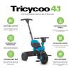 Joovy Tricycoo 4.1 Kids Tricycle with 4-Stages Featuring Extra-Wide Front Tire, Removable and Adjustable Parent Handle, Safety Harness, Machine-Washable Seat Pad, and Retractable Canopy (Blue)(Blue)
