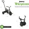 Joovy Tricycoo Fold & Go Toddler Tricycle Featuring Removable, Adjustable Push Handle, Lockable Front Pedals, Height-Adjustable Seat, 3-Point Safety Harness, and Rear Storage Box (Rorange), Large(Forged Iron)