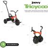 Joovy Tricycoo Fold & Go Toddler Tricycle Featuring Removable, Adjustable Push Handle, Lockable Front Pedals, Height-Adjustable Seat, 3-Point Safety Harness, and Rear Storage Box (Rorange), Large(Rorange)