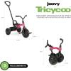 Joovy Tricycoo Fold & Go Toddler Tricycle Featuring Removable, Adjustable Push Handle, Lockable Front Pedals, Height-Adjustable Seat, 3-Point Safety Harness, and Rear Storage Box (Goldy)(Pink Crush)
