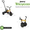 Joovy Tricycoo Fold & Go Toddler Tricycle Featuring Removable, Adjustable Push Handle, Lockable Front Pedals, Height-Adjustable Seat, 3-Point Safety Harness, and Rear Storage Box (Goldy)(Goldy)