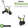 Joovy Tricycoo Fold & Go Toddler Tricycle Featuring Removable, Adjustable Push Handle, Lockable Front Pedals, Height-Adjustable Seat, 3-Point Safety Harness, and Rear Storage Box (Goldy)(Greenamole)