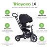Joovy Tricycoo LX Premium Kids Tricycle with 8 Stages Featuring Chunky Front Tire, Removable and Adjustable Parent Handle, Machine-Washable Seat Pad, and Retractable Canopy, Black, 1 Count (Pack of 1)(Black)