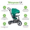 Joovy Tricycoo LX Premium Kids Tricycle with 8 Stages Featuring Chunky Front Tire, Removable and Adjustable Parent Handle, Safety Harness, Machine-Washable Seat Pad, and Retractable Canopy, Pine(Pine)