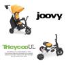 Joovy Tricycoo UL Kids Tricycle with 8 Stages Featuring 3 Rubber Tires, Removable and Adjustable Parent Handle, Safety Harness, 3-Position Recline Seat, and Retractable Canopy, Goldy(Goldy)