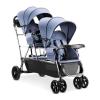 imageJoovy Big Caboose Triple Stroller with Rear Bench and Standing Platform Reclining Seats Optional Rear Seat and Two Universal Car Seat Adapters Slate