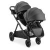 Joovy Qool Double Bundle Double Stroller with Reconfigurable Seats, Magnetic Safety Harness with Padding, UPF 50 Sun Canopy, and Large Storage Basket, Jet(Jet)