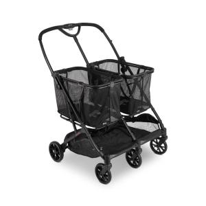 Joovy Boot X2 Shopping Cart Featuring 122 lbs Total Weight Capacity, Dual Removable Totes, Swivel Tires for Easy Steering, One-Handed Compact Fold, and One-Step Parking Brake (Black Frame)(Boot X2 Black Frame)