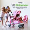 Joovy Toy Caboose Baby Doll Stroller Featuring Reclining Front Seat, Adjustable Footrest, Storage Basket, Extendable Canopy, and Snack Tray – Holds 3 Dolls (Pink Dot)(Pink)