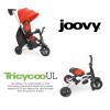 Joovy Tricycoo UL Kids Tricycle with 8 Stages Featuring 3 Rubber Tires, Removable and Adjustable Parent Handle, Safety Harness, 3-Position Recline Seat, and Retractable Canopy, Blueness(Rorange)