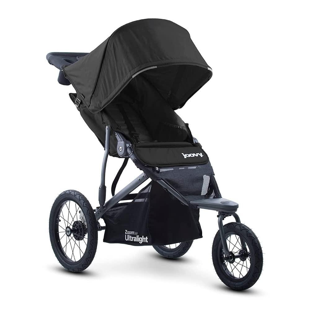 imageJoovy Zoom360 Ultralight Jogging Stroller Featuring High Child Seat ShockAbsorbing Suspension ExtraLarge AirFilled Tires Parent Organizer Air Pump and Easy OneHand Fold RedBlack