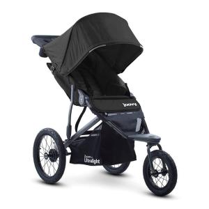 Joovy Zoom360 Ultralight Jogging Stroller Featuring High Child Seat, Shock-Absorbing Suspension, Extra-Large Air-Filled Tires, Parent Organizer, Air Pump, and Easy One-Hand Fold (Red)(Black)