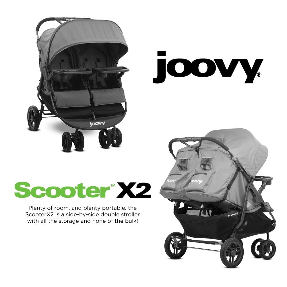 imageJoovy Scooter X2 SidebySide Double Stroller Featuring Dual Snack Trays OneHanded Fold MultiPosition Reclining Seats Adjustable Leg Rests and inSeat Storage BlueberryCharcoal