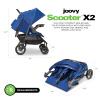Joovy Scooter X2 Side-by-Side Double Stroller Featuring Dual Snack Trays, One-Handed Fold, Multi-Position Reclining Seats, Adjustable Leg Rests, and in-Seat Storage (Blueberry)(Blueberry)