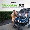 Joovy Scooter X2 Side-by-Side Double Stroller Featuring Dual Snack Trays, One-Handed Fold, Multi-Position Reclining Seats, Adjustable Leg Rests, and in-Seat Storage (Blueberry)(Charcoal)
