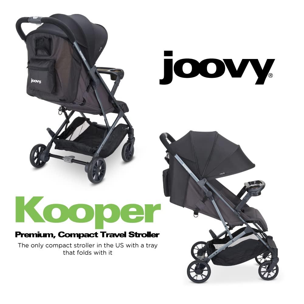 imageJoovy Kooper Lightweight Baby Stroller Featuring Removable SwingOpen Tray Big Wheels Reclining Seat with Footrest ExtraLarge Retractable Canopy and Compact Fold SandForged Iron