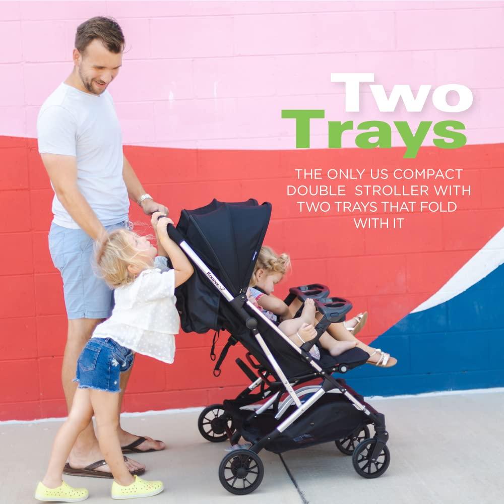 imageJoovy Kooper Lightweight Baby Stroller Featuring Removable SwingOpen Tray Big Wheels Reclining Seat with Footrest ExtraLarge Retractable Canopy and Compact Fold SandBlack