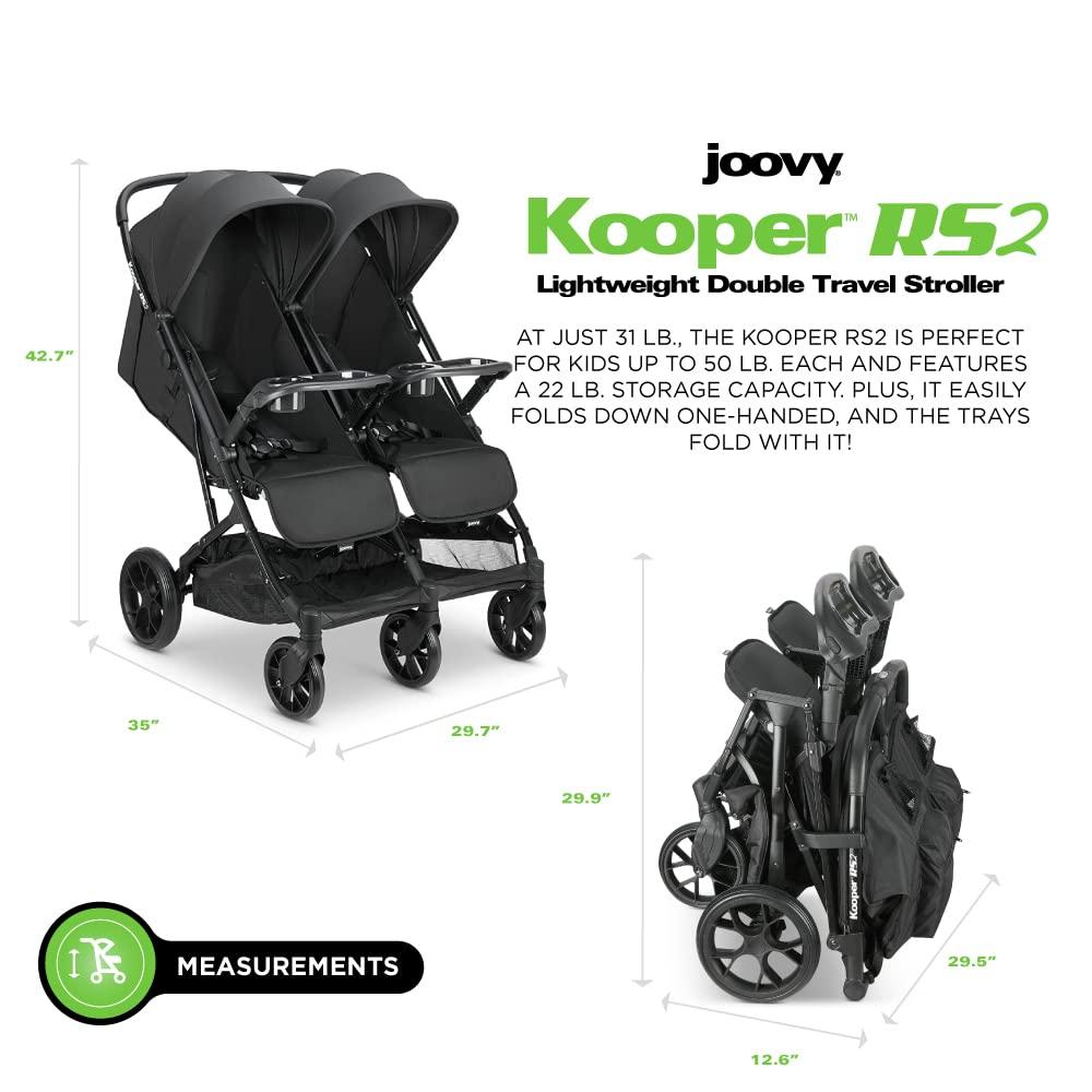 imageJoovy Kooper Lightweight Baby Stroller Featuring Removable SwingOpen Tray Big Wheels Reclining Seat with Footrest ExtraLarge Retractable Canopy and Compact Fold SandBlack