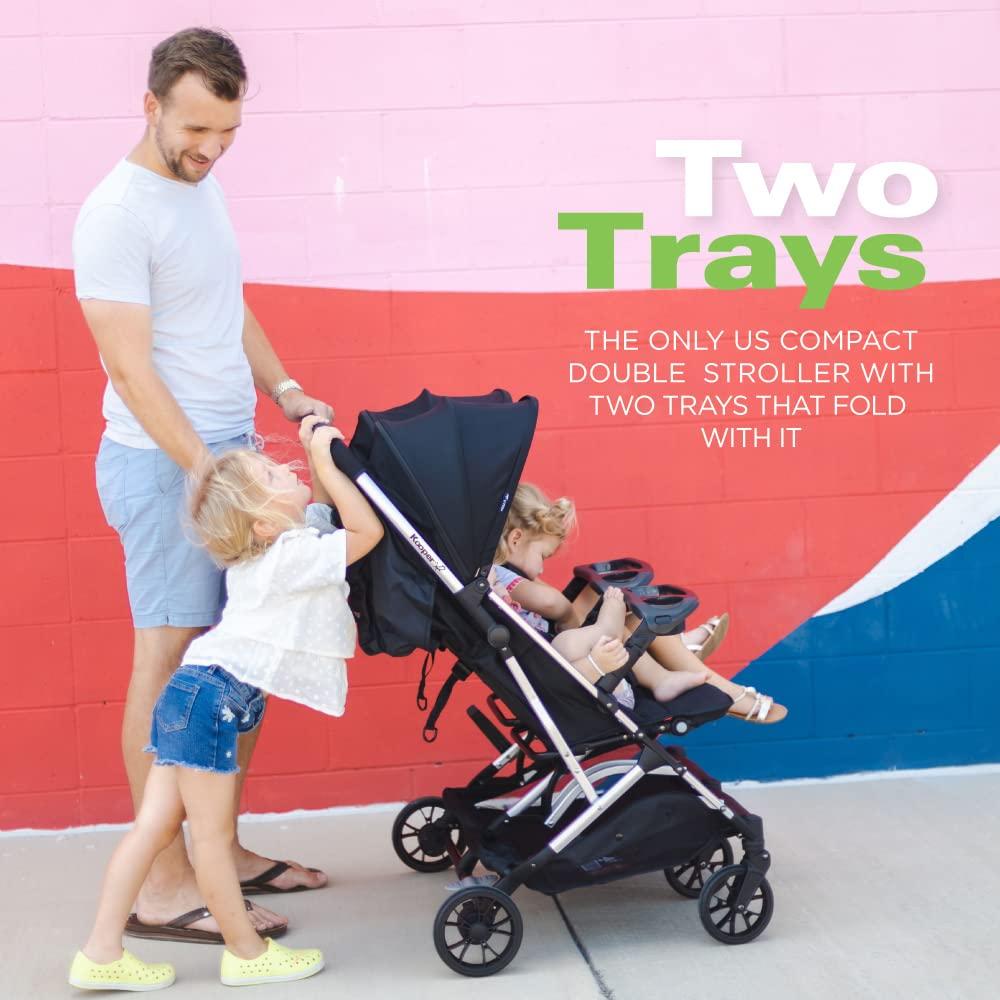 imageJoovy Kooper Lightweight Baby Stroller Featuring Removable SwingOpen Tray Big Wheels Reclining Seat with Footrest ExtraLarge Retractable Canopy and Compact Fold SandForged Iron
