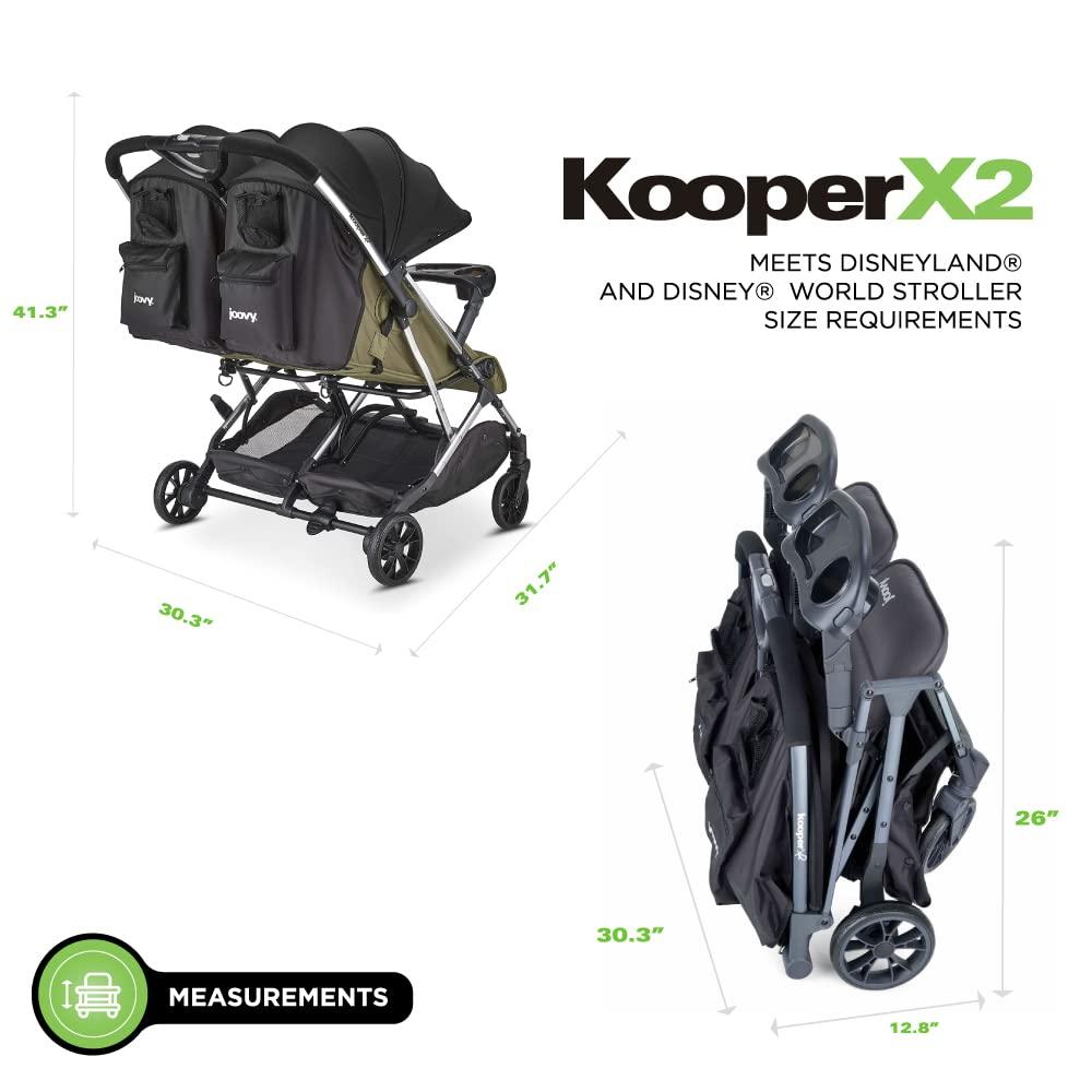 imageJoovy Kooper Lightweight Baby Stroller Featuring Removable SwingOpen Tray Big Wheels Reclining Seat with Footrest ExtraLarge Retractable Canopy and Compact Fold SandOlive