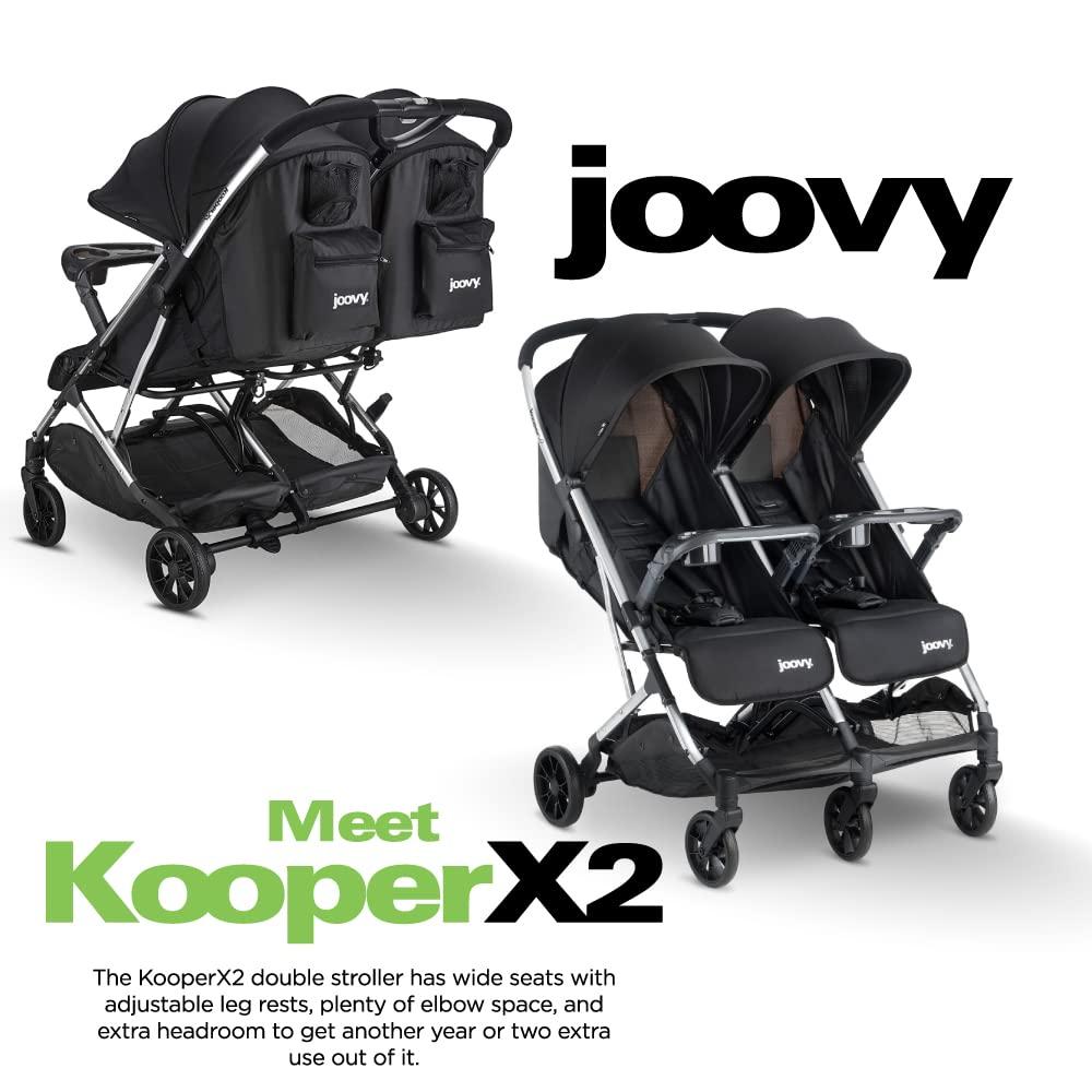 imageJoovy Kooper Lightweight Baby Stroller Featuring Removable SwingOpen Tray Big Wheels Reclining Seat with Footrest ExtraLarge Retractable Canopy and Compact Fold SandBlack