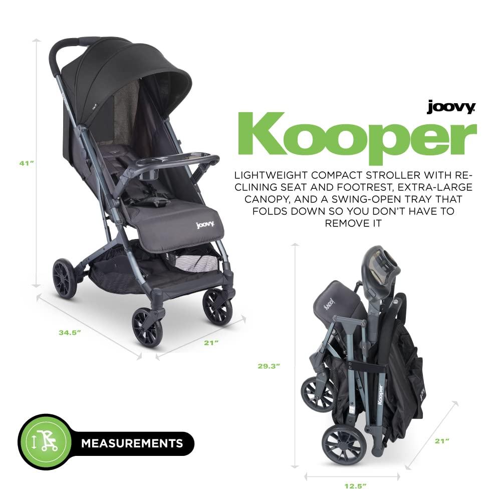 imageJoovy Kooper Lightweight Baby Stroller Featuring Removable SwingOpen Tray Big Wheels Reclining Seat with Footrest ExtraLarge Retractable Canopy and Compact Fold SandForged Iron