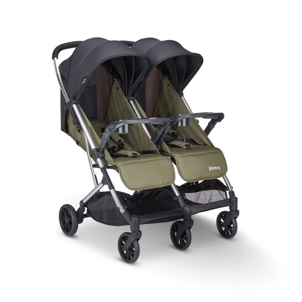 imageJoovy Kooper Lightweight Baby Stroller Featuring Removable SwingOpen Tray Big Wheels Reclining Seat with Footrest ExtraLarge Retractable Canopy and Compact Fold SandOlive
