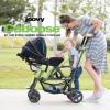 Joovy Caboose UL Sit and Stand Double Stroller with Bench Seat and Standing Platform, Plentiful Storage, Auto-Lock Quick-Fold, and Extended Sun Canopy, Jet(Black)