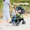 Joovy Caboose UL Sit and Stand Double Stroller with Bench Seat and Standing Platform, Plentiful Storage, Auto-Lock Quick-Fold, and Extended Sun Canopy, Jet(Black)
