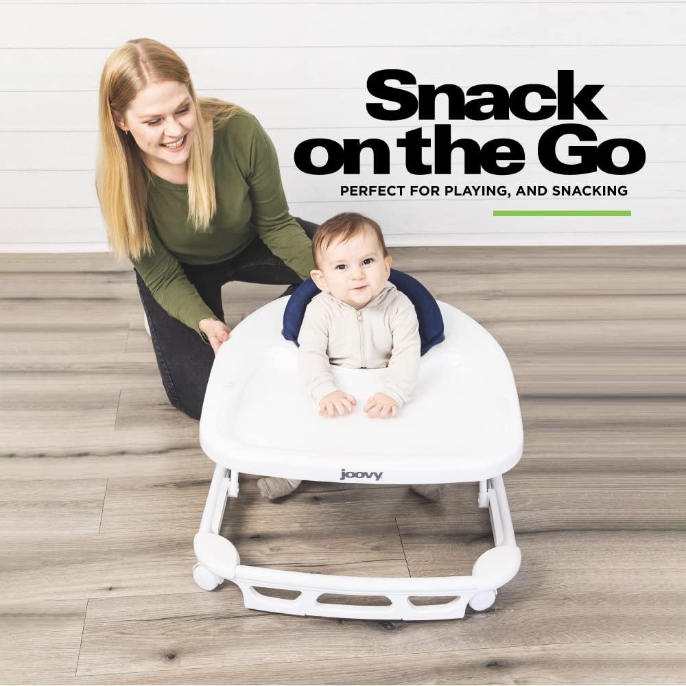 imageJoovy Spoon Baby Walker amp Activity Center Featuring Three Adjustable Heights ExtraLarge Tray and 30 lb Weight Capacity JPMA Safety Certified BlueberryRed