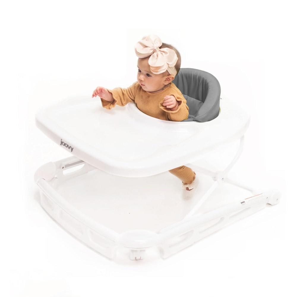 imageJoovy Spoon Baby Walker amp Activity Center Featuring Three Adjustable Heights ExtraLarge Tray and 30 lb Weight Capacity  JPMA Safety Certified BlueberryCharcoal