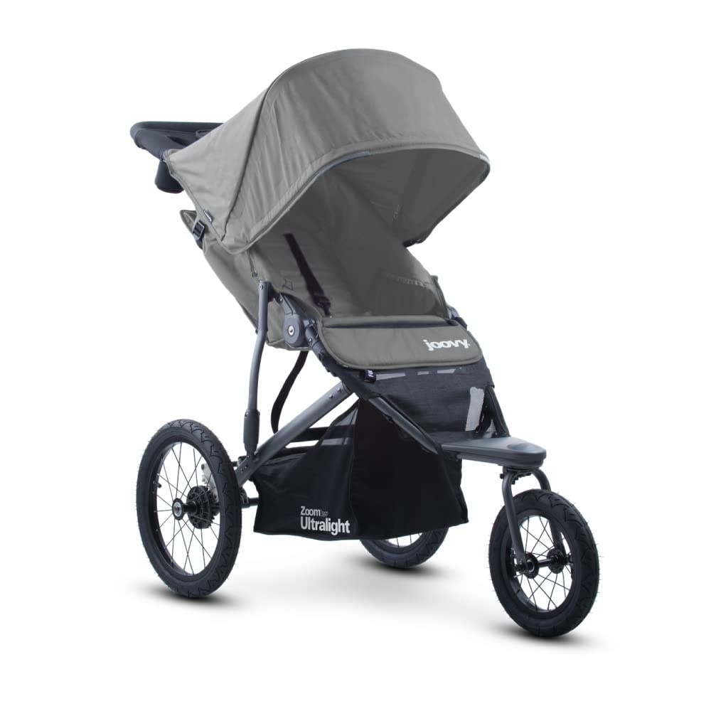 image:imageJoovy Zoom360 Ultralight Jogging Stroller Charcoal  High Child Seat ShockAbsorbing Suspension ExtraLarge AirFilled Tires Parent Organizer Air Pump Easy OneHand FoldCharcoal